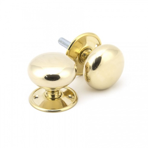 Polished Brass Large Mushroom Mortice/Rim Knob Set